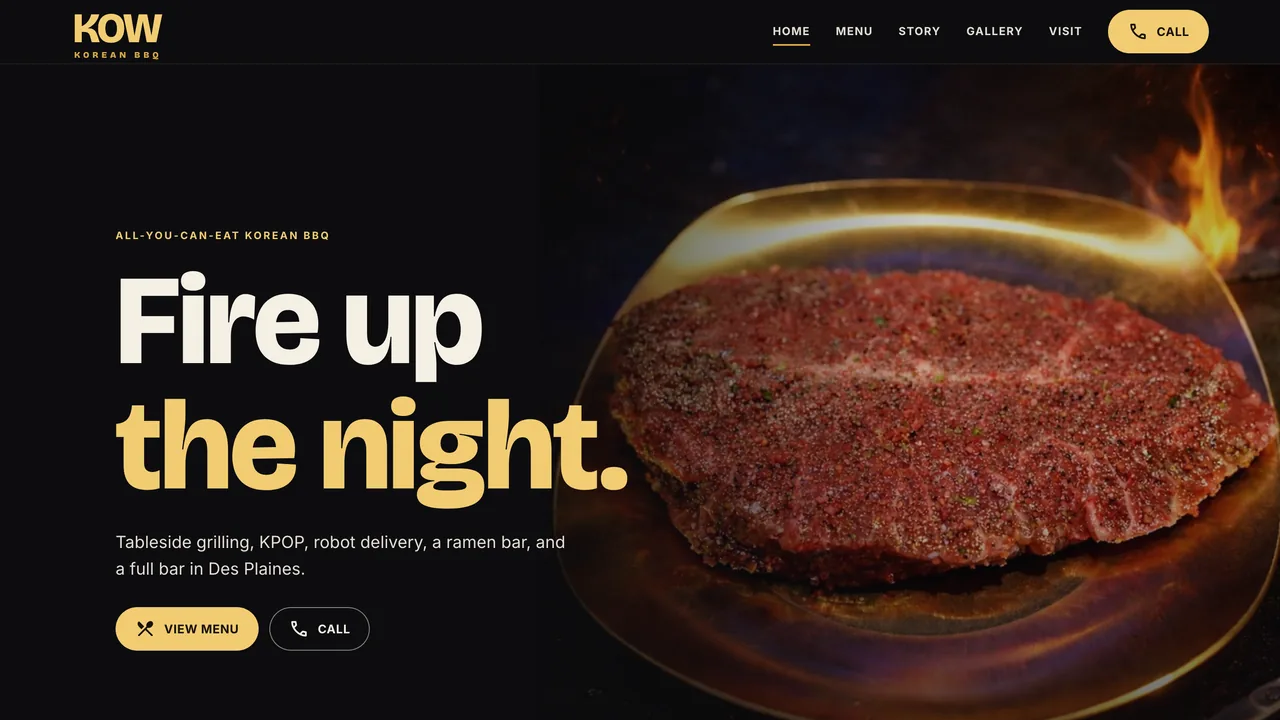 KOW Korean BBQ website — concept redesign by CYLO Studio
