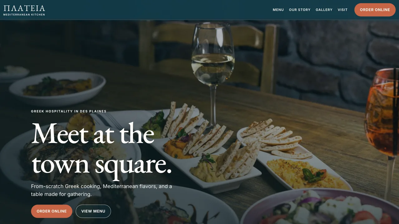 Plateia Mediterranean Kitchen website — concept redesign by CYLO Studio