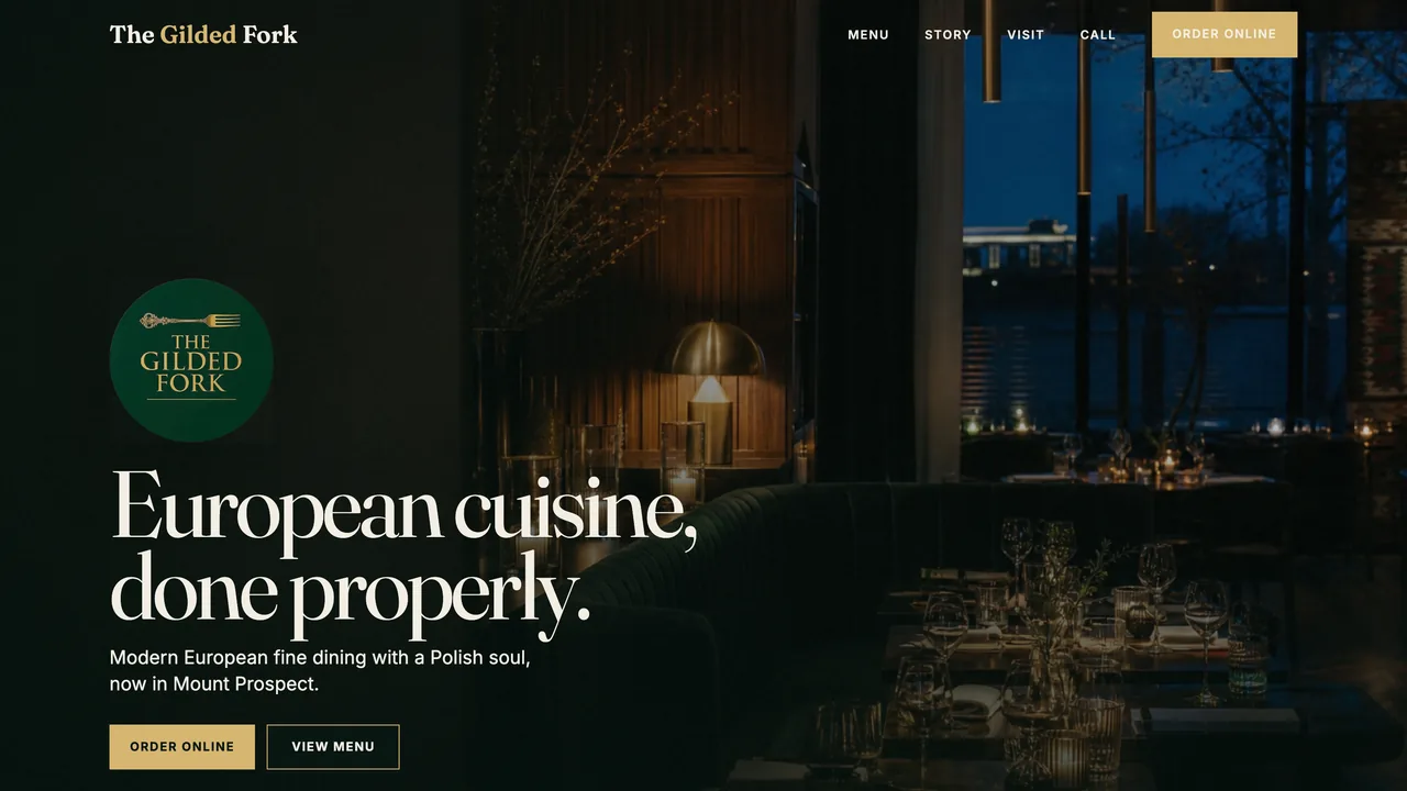 The Gilded Fork website — concept redesign by CYLO Studio